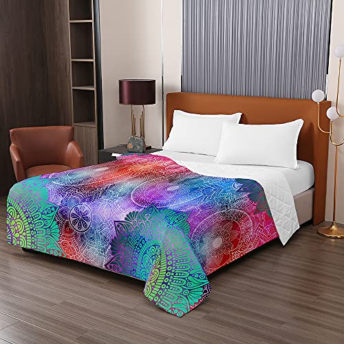 Oduo Tagesdecke Steppdecke Bettüberwurf 3D Mandala Drucken Bettdecke Stepp Decke Sofaüberwurf Doppelbett Unterfüttert und Gesteppt Waschbare Klimaanlage Wohndecke (Staatsangehörigkeit,220x240cm) von Oduo