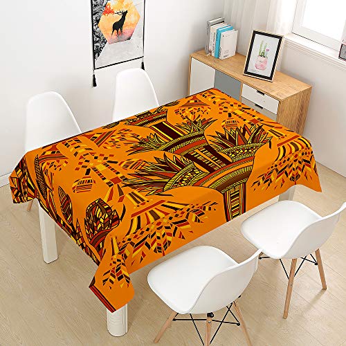 Oduo Tischdecke Wasserdicht Polyester Rechteckig, 3D Tribal Art Muster Tischdecke Abwaschbar Pflegeleicht Fleckschutz Indoor Küche Outdoor Garten Deko (Stammesflamme,100x140cm) von Oduo