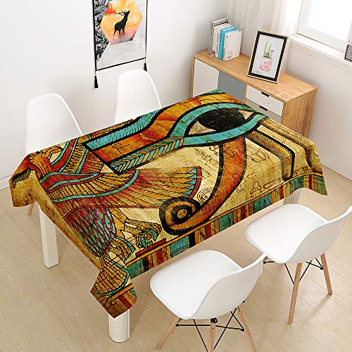 Oduo Tischdecke Wasserdicht Polyester Rechteckig, Tischdecke mit Alte Ägypten-Serie Pflegeleicht Fleckschutz Ölfest Abwaschbar Outdoor Garten Deko Farbe & Größe Wählbar (Adler,90x90cm) von Oduo