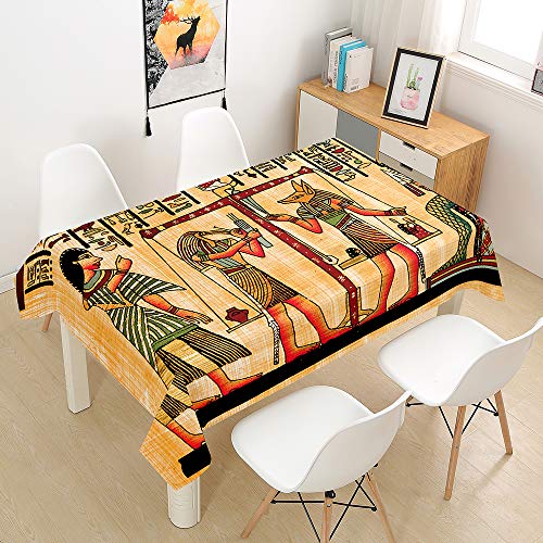 Oduo Tischdecke Wasserdicht Polyester Rechteckig, Tischdecke mit Alte Ägypten-Serie Pflegeleicht Fleckschutz Ölfest Abwaschbar Outdoor Garten Deko Farbe & Größe Wählbar (Waage,60x60cm) von Oduo