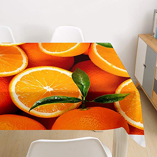 Oduo Tischdecke Wasserdicht Polyester Rechteckig, Tischdecke mit Fruchtdruck Pflegeleicht Fleckschutz Ölfest Abwaschbar Outdoor Garten Deko Farbe & Größe Wählbar (Orange,90x90cm) von Oduo