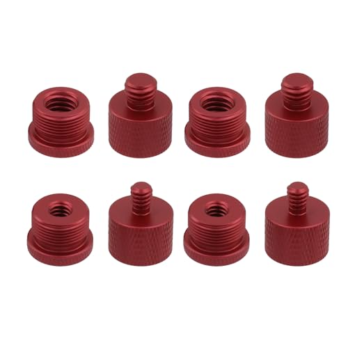 Oedema 8 Stück Mikrofon-Gewindeadapter-Set, 5/8 auf 3/8 Mikrofon-Schraubadapter, 1/4 auf 5/8 Mikrofon-Adapter, Mikrofonständer-Adapter für Mikrofon, Rot von Oedema