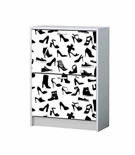 Dekorativer Vinyl-Schuhschrank mit Silhouetten | verschiedene Maße 72 x 143 cm | robuster und einfacher Aufkleber | weiß und schwarz | dekorativer Aufkleber mit elegantem Design | Dekorativer Vinyl-Schuhschrank mit Silhouetten | verschiedene Maße 72 x 143 cm | robuster und einfacher Aufkleber | weiß und schwarz | dekorativer Aufkleber mit elegantem Design | von Oedim