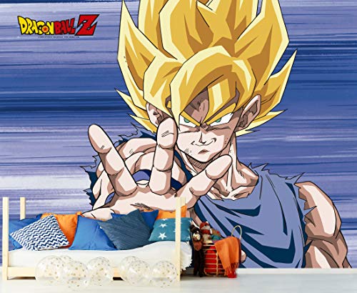 Drachenball Z Super Saiyan Wandbild, Vinyl, Fototapete, offizielles Lizenzprodukt, verschiedene Maße, Wandbild, Originalprodukt, Heimdekoration, DBZ 200x150cm von Oedim