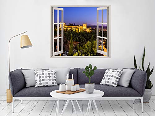 Fensterfolie Alhambra Granada 115 x 100 cm | Aufkleber inklusive | Dekoration für Wände und Zimmer | Landschaftsmotive | Elegantes Design von Oedim