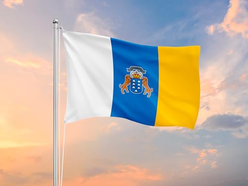 Flagge der Gemeinschaft der Kanarischen Inseln 85 x 150 cm | verstärkten und mit pespuntes| der Gemeinschaft der Kanarischen Inseln Flagge mit 2 Metallösen von Oedim