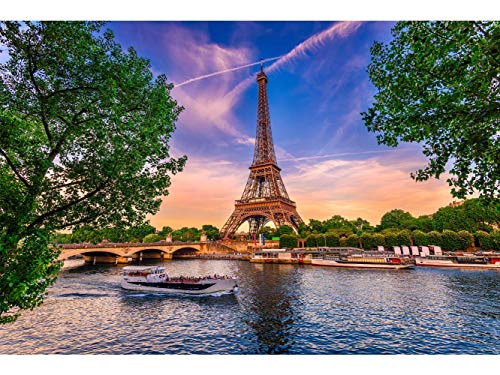 Fototapete Wand Eiffelturm bei Sonnenuntergang| Verschiedene Maße 200 x 150 cm | Dekor Esszimmer, Wohnzimmer, Zimmer ... von Oedim