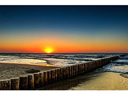 Fototapete Wand Sonnenuntergang an der Ostsee | Verschiedene Maße 350 x 250 cm | Dekor Esszimmer, Wohnzimmer, Zimmer ... von Oedim