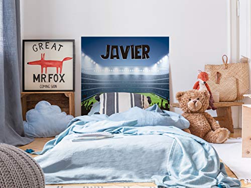 Kopfteil Bett Wabenplatte Kindisch Fussball personalisiert | Verschiedene Maße 100x60cm | Einfache Platzierung | Raumdekoration | Landschaftsmotive | Natur | Urbes | Multicolor | Elegantes Design von Oedim