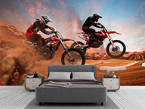 Oedim Kindertapete für Motocross Wand | Wandbild | Kindertapete | Dekoration Esszimmer Wohnzimmer Schlafzimmer von Oedim