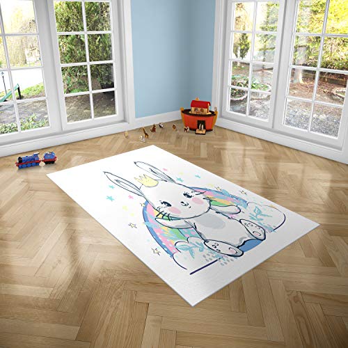 Oedim Kinderteppich Hase für Kinderzimmer PVC | 95 x 133 cm | Teppich PVC | Vinylboden | Dekoration für Zuhause | Boden Sintasol | Kinderschutz | von Oedim