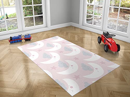 Kinderteppich Mond und Wolken PVC 95 cm x 133 cm | Teppich für Erwachsene PVC | Vinylboden für Erwachsene von Oedim