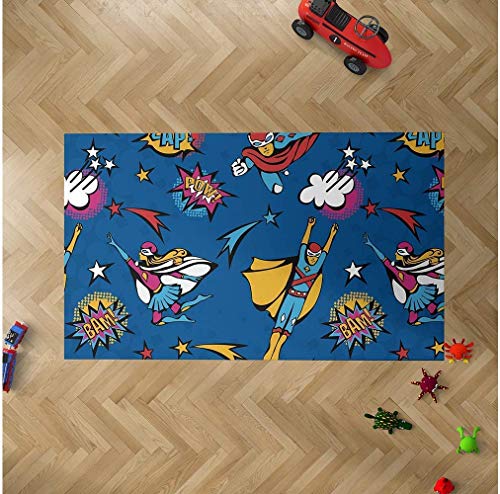 Oedim Kinderteppich Superhelden Comic für Zimmer, PVC, 95 x 120 cm, PVC-Teppich, Vinyl-Boden, Dekoration für Zuhause, Boden Sintasol von Oedim