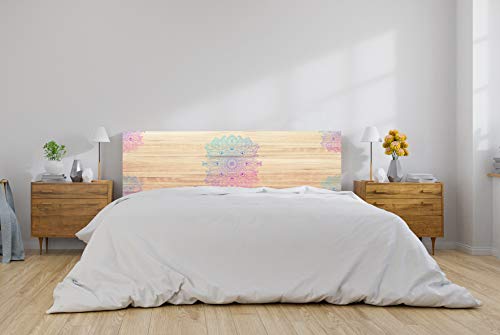 Oedim Kopfteil Bett PVC Imitation Holz Mandala 100 x 60 cm, Kunststoff, Farben, 100X60CM von Oedim