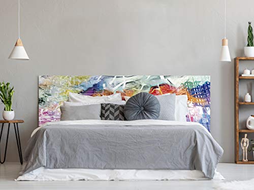 Kopfteil für Bett, PVC, Digitaldruck, Bunte Stadt, 100 x 60 cm, Original-Kopfteil von Oedim
