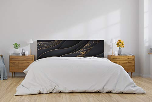 Oedim Kopfteil für Bett, PVC, Muster, Schwarz und Gold, 115 x 60 cm, erhältlich in verschiedenen Größen, leicht, elegant, robust und günstig, Kunststoff, Farben, 115x60cm von Oedim