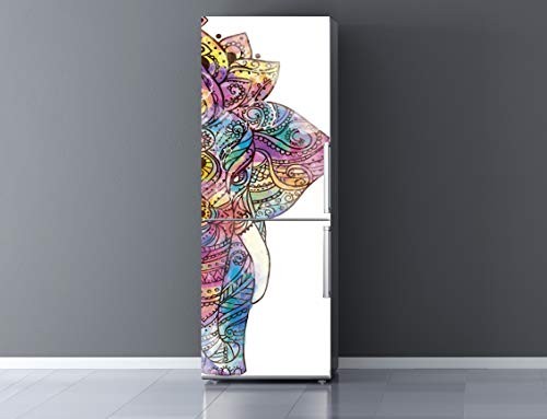 Oedim Mandala Elefant Kühlschrank Vinyl 185 x 70 cm | Langlebig und einfach anzubringen | Edles Design Deko Aufkleber, Mehrfarbig von Oedim