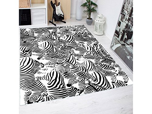 Oedim Teppich, Zebramuster, schwarz-weiß, PVC, 95 x 200 cm, PVC-Teppich, Vinylboden, Heimdekoration von Oedim