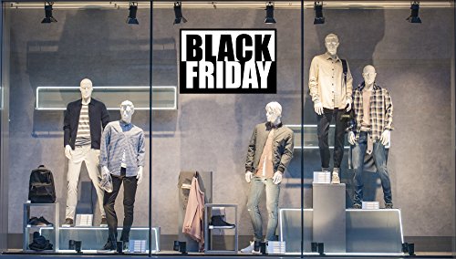 Oedim Vinyl Black Friday Vitrinen Black Friday Schwarz und Weiß | 100 cm lang x 80 cm hoch | Vinyl-Aufkleber | Dekorieren Sie Ihr Schaufenster | Vitrine Aufkleber | Business Vinyls von Oedim
