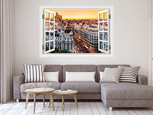 Oedim Vinyl-Fenster Madrid Sonnenuntergang | 150 x 105 cm | Aufkleber im Lieferumfang enthalten | Dekoration für Zimmer, selbstklebend, professionelles Design von Oedim