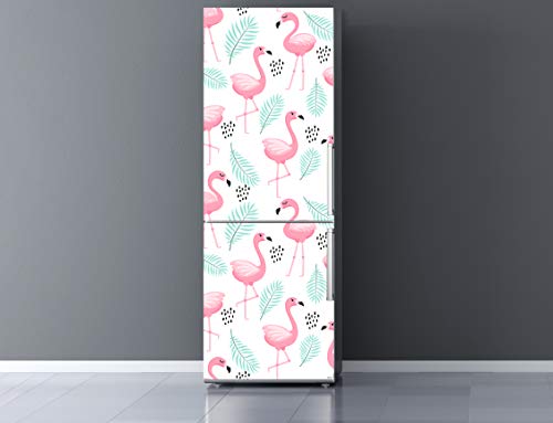 Oedim Flamingos Kühlschrank Vinyl 185 x 70 cm | Widerstandsfähig und einfach anzubringen | Edles Design Deko Aufkleber, Mehrfarbig von Oedim
