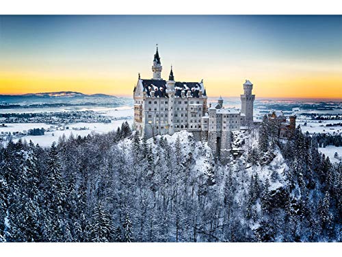 Oedim Vynil Wand Neuschwanstein Schloss in Deutschland und verschneit | Verschiedene Maße 200 x 150 cm | Dekor Esszimmer, Wohnzimmer, Zimmer von Oedim