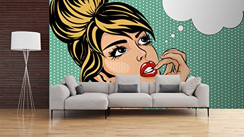 Oedim Wandtattoo, Vinyl, Motiv: Comic Denkmädchen | Wanddekoration | Wanddekoration | Vinyl | Verschiedene Maße 150 x 100 cm | Dekoration für Esszimmer, Wohnzimmer, Schlafzimmer von Oedim