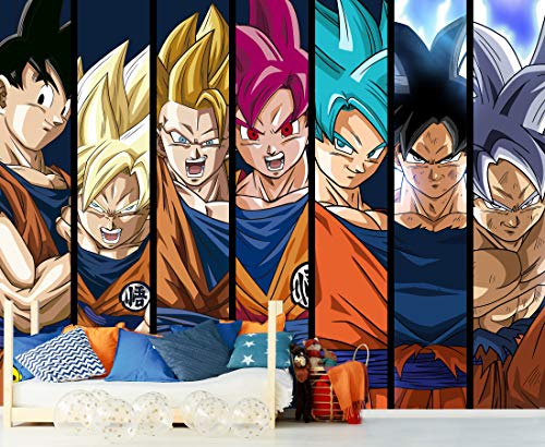 Wandtapete aus Vinyl und Tapete Dragon Ball Super Formas Goku Offizielles Produkt | verschiedene Größen | Fototapete für Wände | Originalprodukt | Heimdekoration | DBS 100x70cm von Oedim
