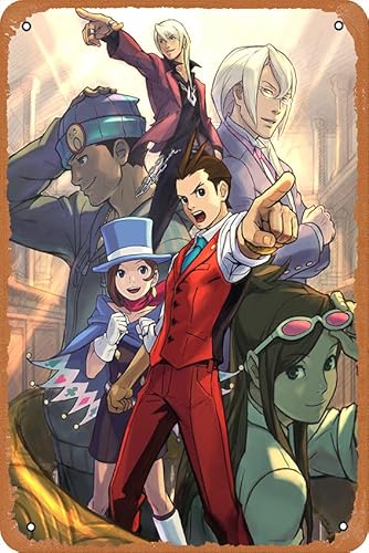 Ace Attorney – Apollo Justice Poster Metall Blechschild Wandkunst Vintage Man Cave Bar Shop Garage 30,5 x 20,3 cm Home Office Decor Art von Oedrtqi