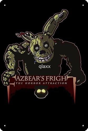 Fazbear's Fright: The Horror Attraction Poster, 20,3 x 30,5 cm, lustiges Metall-Blechschild, Spielzimmer, Männerhöhle, Wanddekoration von Oedrtqi