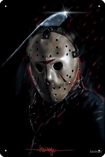 Jason Voorhees Kunstdruck Metall Blechschild Plakette Man Cave Wall 8x12 Inch Wall Art Decoration von Oedrtqi