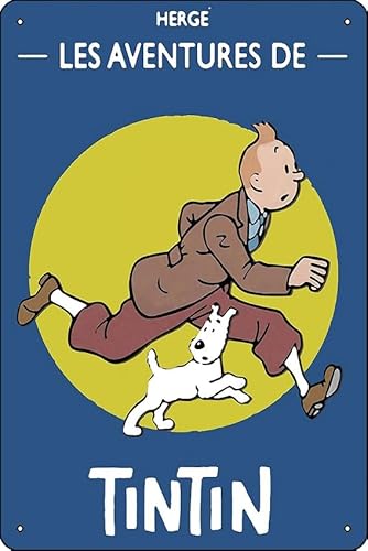 Les Aventures Herge-Poster, Metall-Blechschild, Wanddekoration, 20,3 x 30,5 cm von Oedrtqi