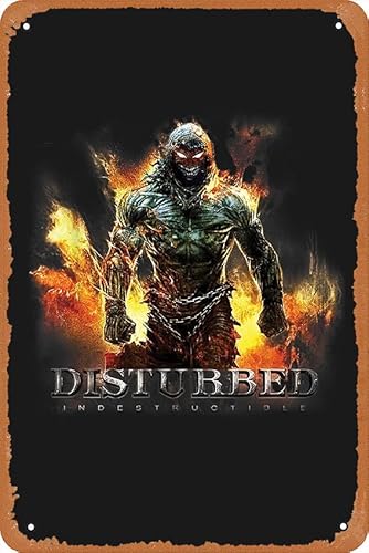 Oedrtqi Disturbeds Art Flaming Music Poster Metall-Blechschilder Home Bar Man Cave Vintage Wanddekoration lustige Geschenke 30,5 x 20,3 cm von Oedrtqi