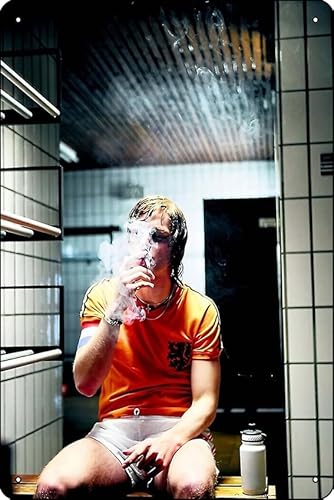 Oedrtqi Rauchendes Cruyff-Poster, lustiges Metall-Blechschild für Zuhause, Küche, Bar, Zimmer, Garage, Dekoration, 20,3 x 30,5 cm von Oedrtqi