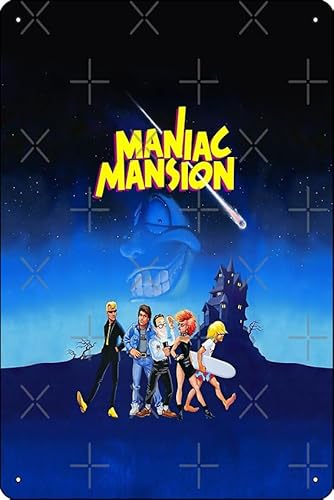 Poster Tag des Tentakels – Maniac Mansion (hoher Kontrast), 20,3 x 30,5 cm, lustiges Metall-Blechschild, Spielzimmer, Männerhöhle, Wanddekoration von Oedrtqi