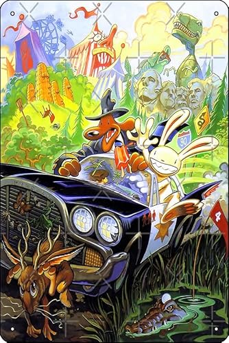 Sam & Max (High Contrast) Poster 20,3 x 30,5 cm Lustiges Metall-Blechschild Spielzimmer Männerhöhle Wanddekoration von Oedrtqi