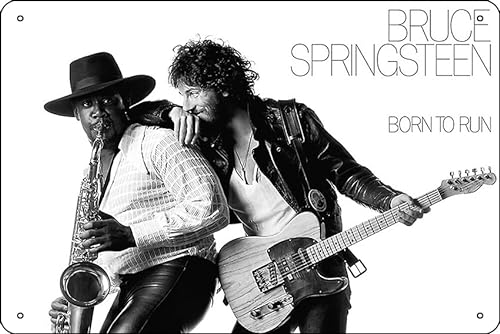 Springsteens Born To Run Schwarz-Weiß-Poster Metall-Blechschild, 30,5 x 20,3 cm, lustige Männerhöhle, Heimbüro, Bar-Dekoration von Oedrtqi