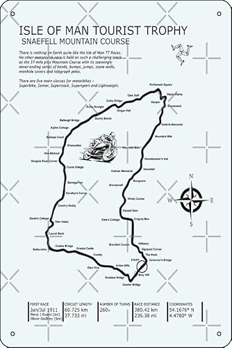 Oedrtqi The Isle of Man TT Kunstdruck, Metall-Blechschild, lustiges Heimkunst, Wanddekoration, 20,3 x 30,5 cm von Oedrtqi