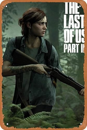 The Last of Us Teil 2 Videospiel-Poster, Metall-Blechschild, Wandkunst, Vintage-Stil, Männerhöhle, Bar, Geschäft, Garage, 30,5 x 20,3 cm, Heimbüro-Dekor von Oedrtqi