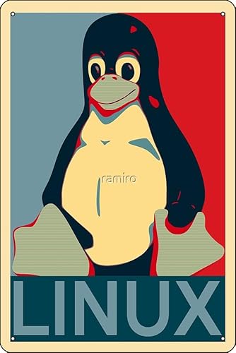 Tux Linux Hope Poster, Parodie Design für kostenlose Software, Geeks, Fotodruck Metallschild, Dekoration, 20,3 x 30,5 cm, Bar, Pub, Garage, Männerhöhle, Wandkunst von Oedrtqi