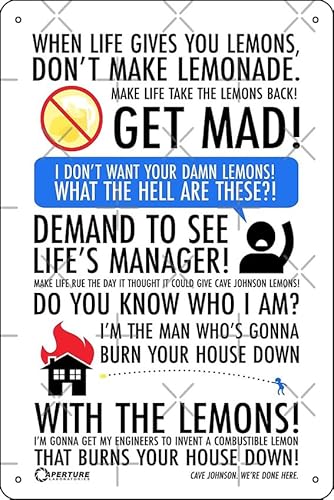 "When Life Gives You Lemons" Poster, 20,3 x 30,5 cm, lustiges Metall-Blechschild, Spielzimmer, Männerhöhle, Wanddekoration von Oedrtqi