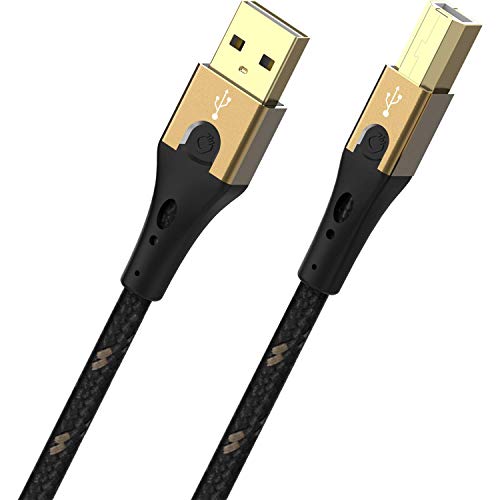 Oehlbach Primus USB-Kabel Typ B 2.0 - State of The Art - High Speed 480 Mb/s hochflexibel Metallstecker HPOCC 3-Fach Schirmung - Drucker, Scanner, Audio Verstärker - schwarz/Gold - 1m von OEHLBACH