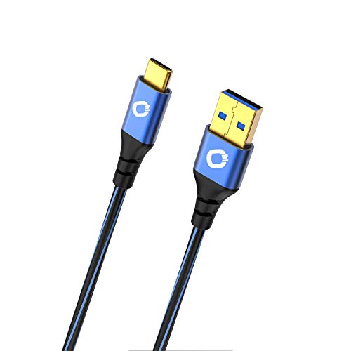 Oehlbach USB Plus C3 - USB-Kabel für Smartphones Typ A 3.0 zu Typ C 3.1 - PVC-Mantel - OFC, blau/schwarz - 0,50cm von OEHLBACH