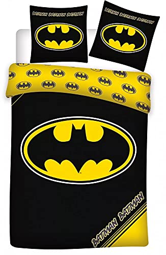 Batman Bettbezug für Jungen und Kinder, Maße: 140 x 200 cm, Kissenbezug: 70 x 90 cm. von OEKO-TEX