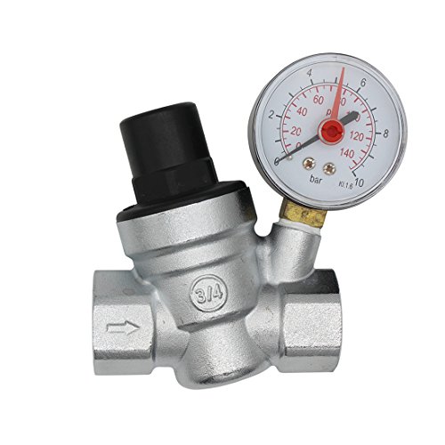 DN20 Druckminderer für Wasserdruck 3/4-Zoll-Anschluss (1m9 cm), mit Manometer von OemClima