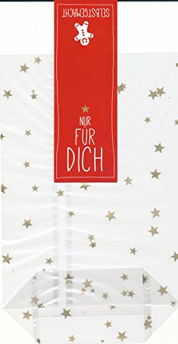 10 Geschenk Tüten für Plätzchen, Kekse, Weihnachten, Zellglaspapier, Cellophan, Kraftpapier (transparent Nur fü Dich, 180 x 300) von Oermann