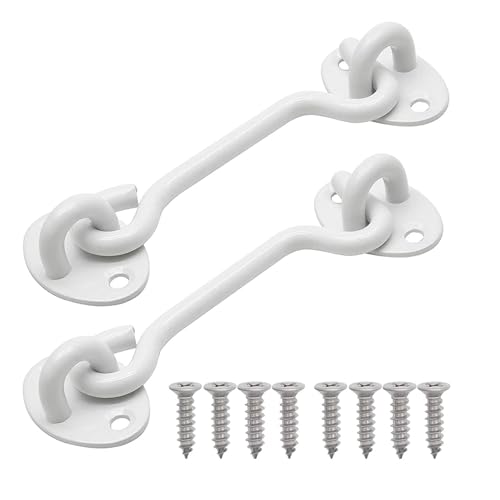 Kabinenhaken aus Edelstahl, 15,2 cm, Weiß, 2 Stück, für Tür, Tor, Schuppen, Fenster, Schrank mit Befestigungsschrauben (15,2 cm) von Oerphh