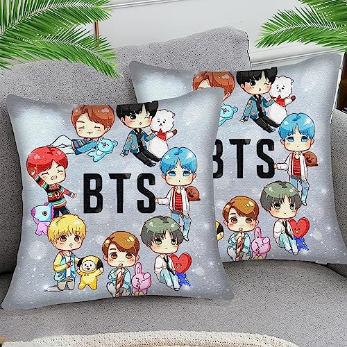 OfFsum Kissenbezüge 45x45cm Kissenbezug Deko Kissenhülle Kissenbezug BTS Boy sty64 2er Stück Baumwolle und Leinen Kissenhüllen Passend Für Wohnzimmer Garten Kissen Dekor von OfFsum
