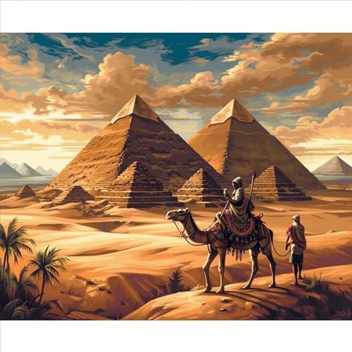 OfFsum Diamond Painting Ägyptische Pyramiden 4 Kit für Erwachsene Full Drill Paint with Diamond Art DIY Scenery Painting by Number Kits Art Wall Home Decor von OFFSUM