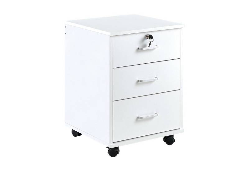 Ofcasa Aktenschrank Rollcontainer mobiler Büroschrank (1er Set) Kommode mit 3 Schubladen und einem Schloss von Ofcasa